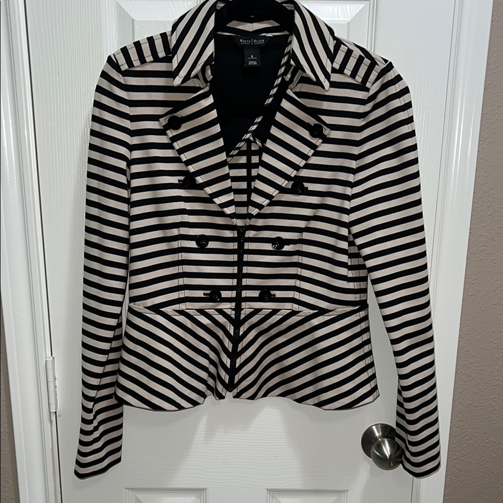 White House Black Market Black and Tan Striped Blazer